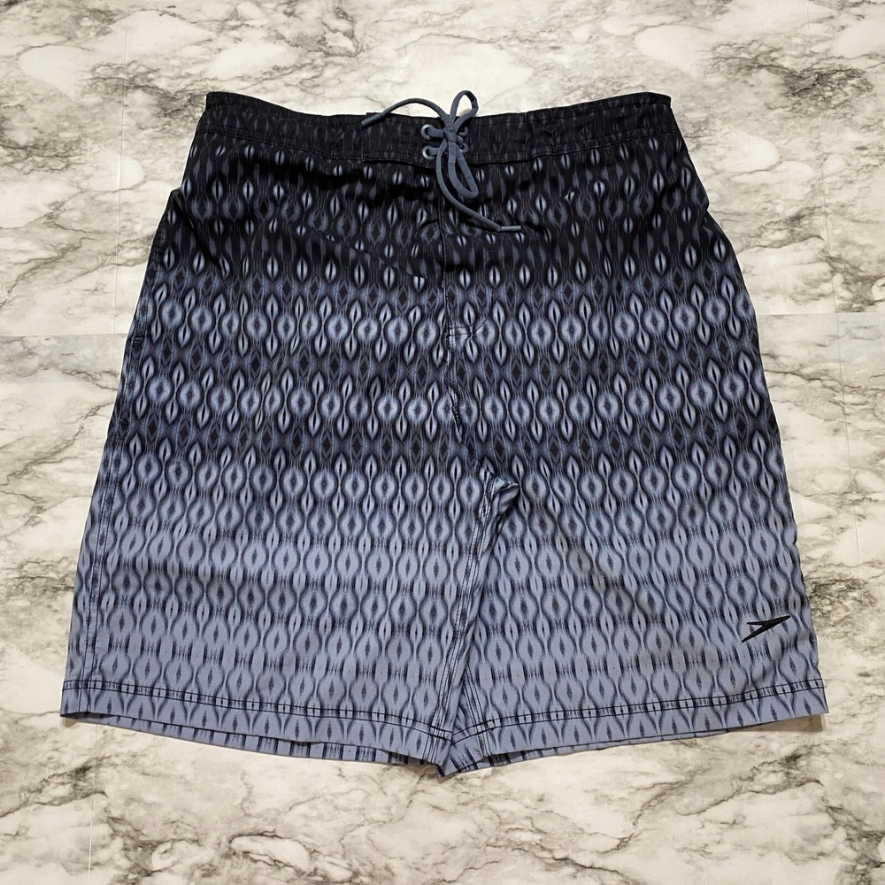 Speedo Swim Trunks Mens Size L Multicolor Geometric Drawstring Lined Pockets
